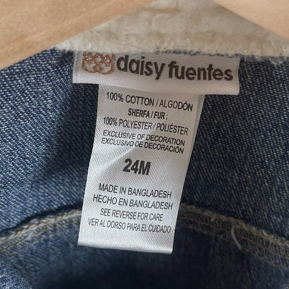 Daisy Fuentes 24 Months Sherpa Collar Embroidered Floral Denim Jacket Ruffle - Picture 4 of 6